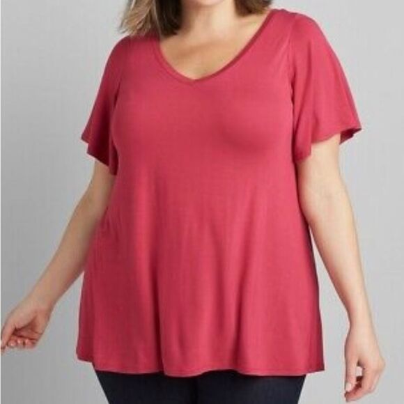 Lane Bryant - Flutter-Sleeve Tie-Back Swing Top - Picture 2 of 5